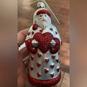 Patricia Breen I love you Valentines Santa Christmas Ornament-love, red, hearts